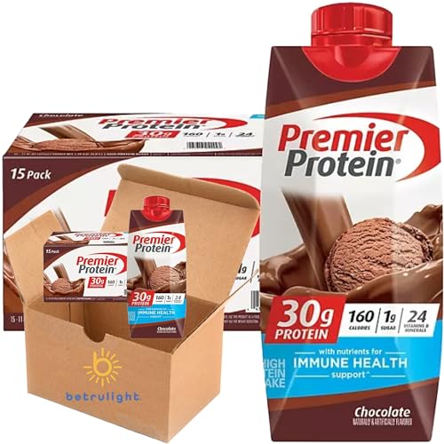 Protein Shake| Variety Pack of Protein Shake, Chocolate, Cafe Latte, |30g Protein, 1g Sugar, 24 Vitamins & Minerals, Nutrients to Support Immune Health| 11 Fl Oz (BETRULIGHT Premier Value Case of 18) (Chocolate)